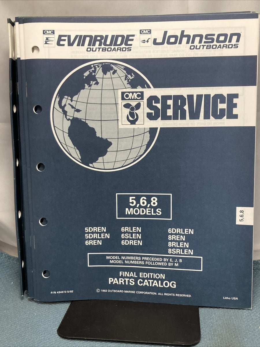 OMC JOHNSON EVINRUDE 115371, 175355, 434970-435000, 435002-435012 PARTS CATALOGS