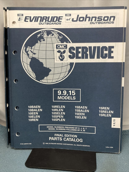 OMC JOHNSON EVINRUDE 115371, 175355, 434970-435000, 435002-435012 PARTS CATALOGS