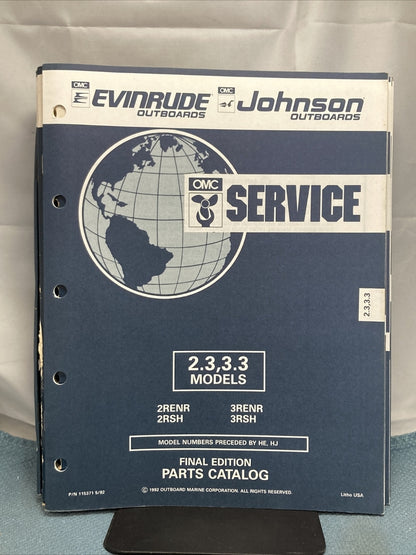 OMC JOHNSON EVINRUDE 115371, 175355, 434970-435000, 435002-435012 PARTS CATALOGS
