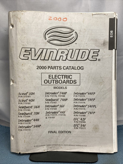 OMC JOHNSON EVINRUDE 5000990-5001028 PARTS CATALOGS