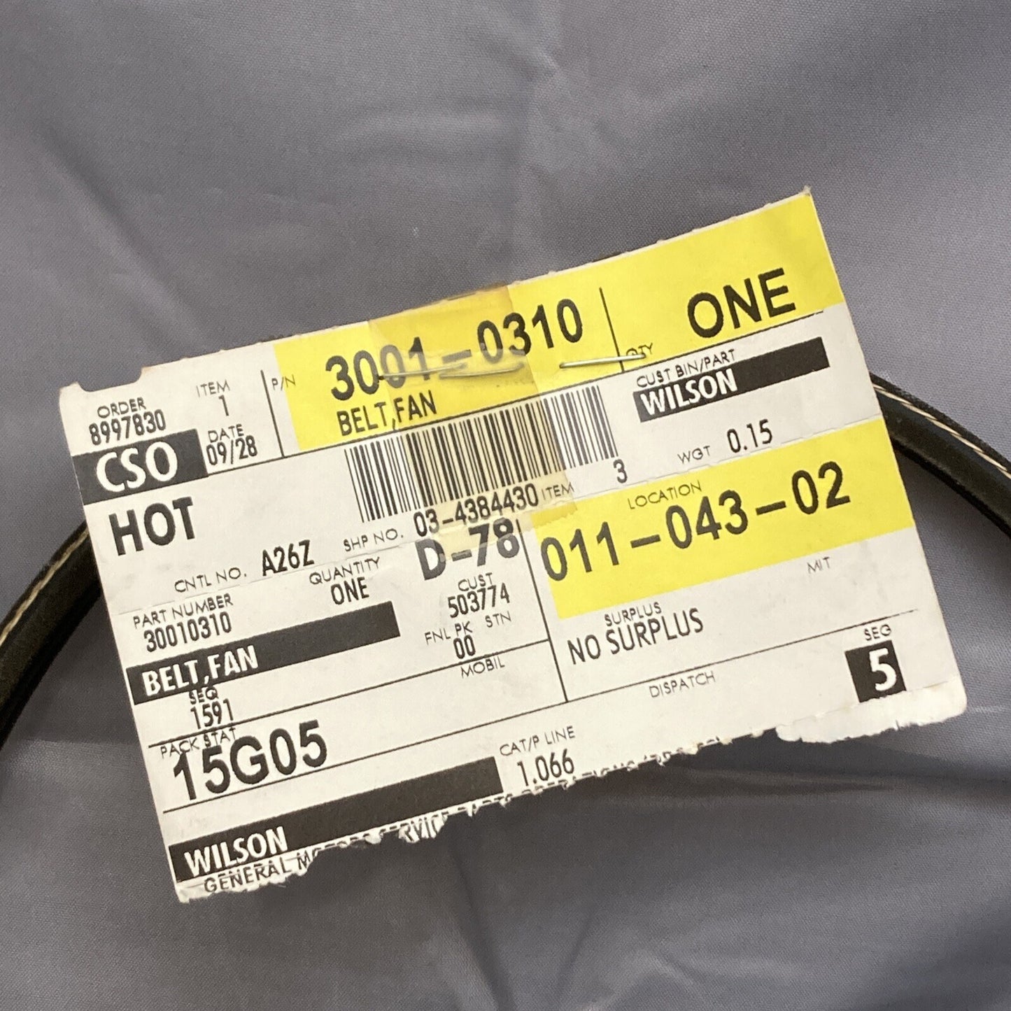 NEW GENUINE GM 30010310 BELT, WATER PUMP & GENERATOR