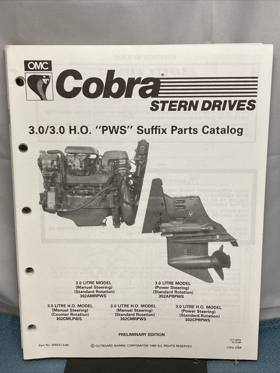 OMC COBRA 986541-986548, 9864550, 986842 PARTS CATALOGS