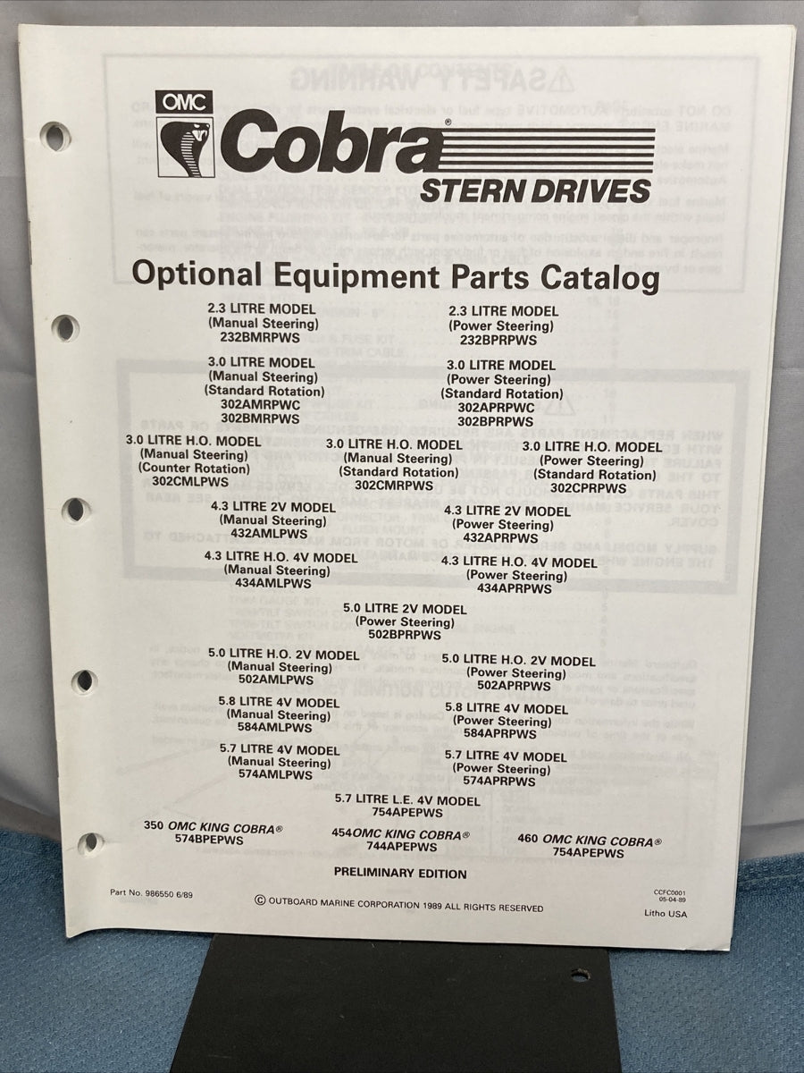 OMC COBRA 986541-986548, 9864550, 986842 PARTS CATALOGS