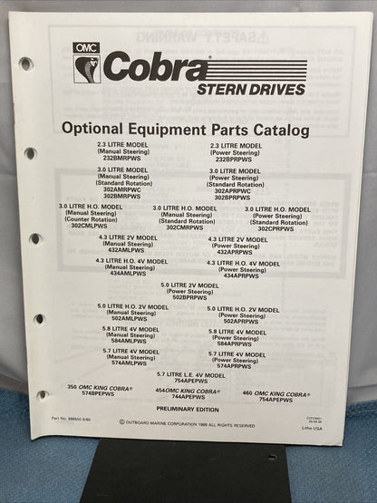 OMC COBRA 986541-986548, 9864550, 986842 PARTS CATALOGS