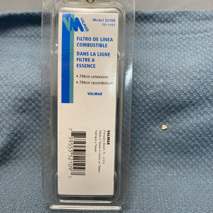 NEW VALMAR 52109 IN-LINE FUEL FILTER 5/16" BARBS