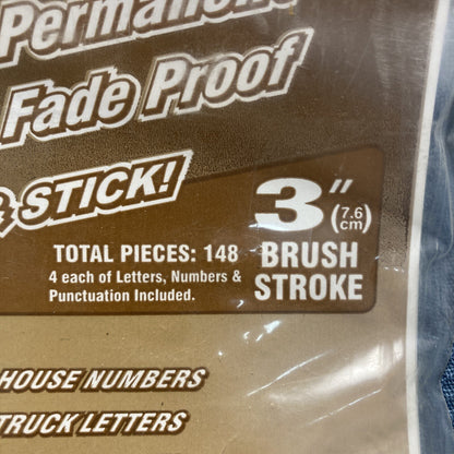 NEW TMC ZBF-01 ZEBRA FLASH VINYL LETTERS GOLD 3" BRUSH STROKE, 148 PIECES