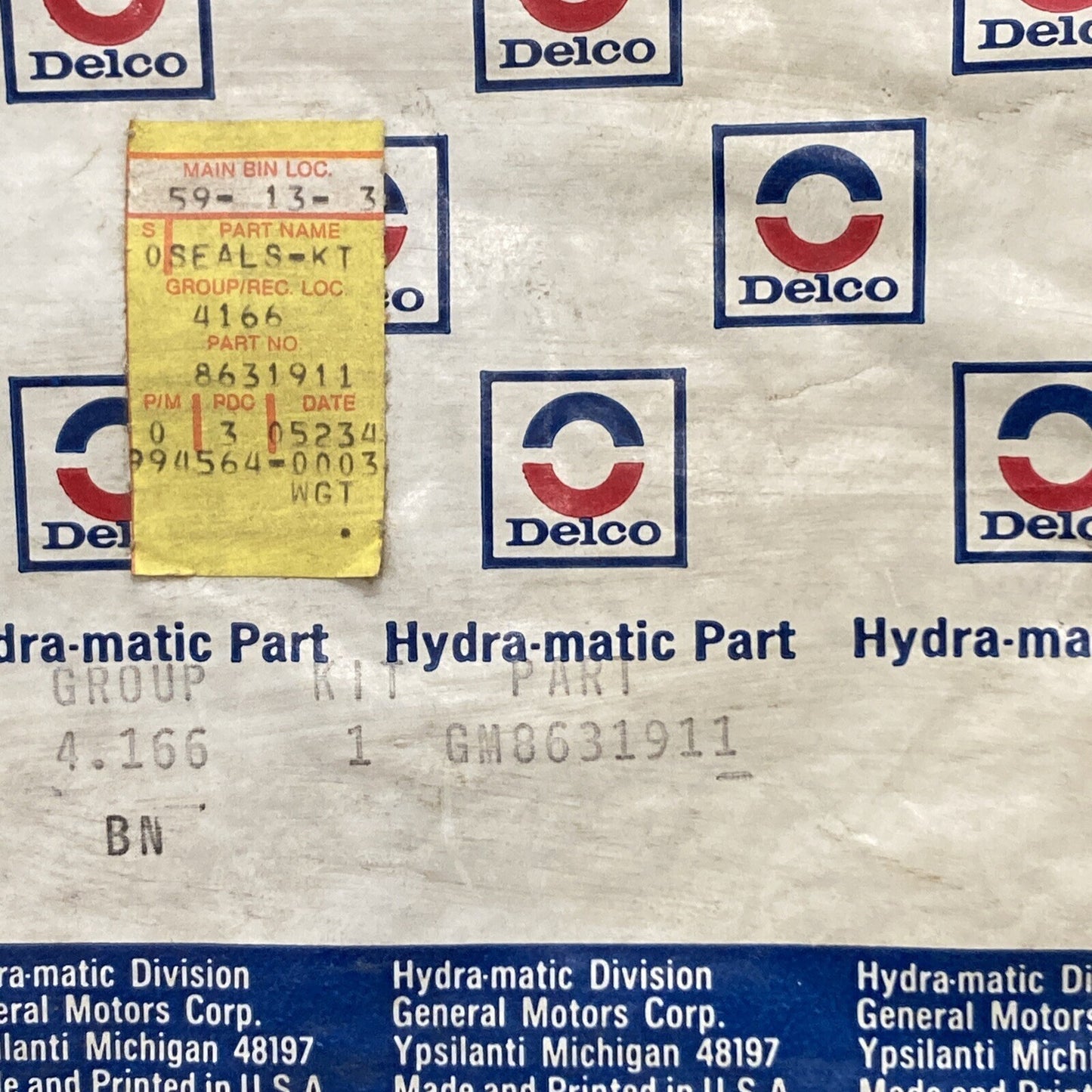 NEW ACDELCO/GM 8631911 SEALS KIT, DIRECT CLUTCH PISTON FREE OF ASBESTOS GR 4.166