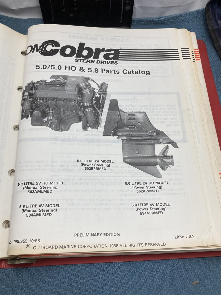 OMC COBRA 507708, 985952-985958 SERVICE MANUAL/PARTS CATALOGS