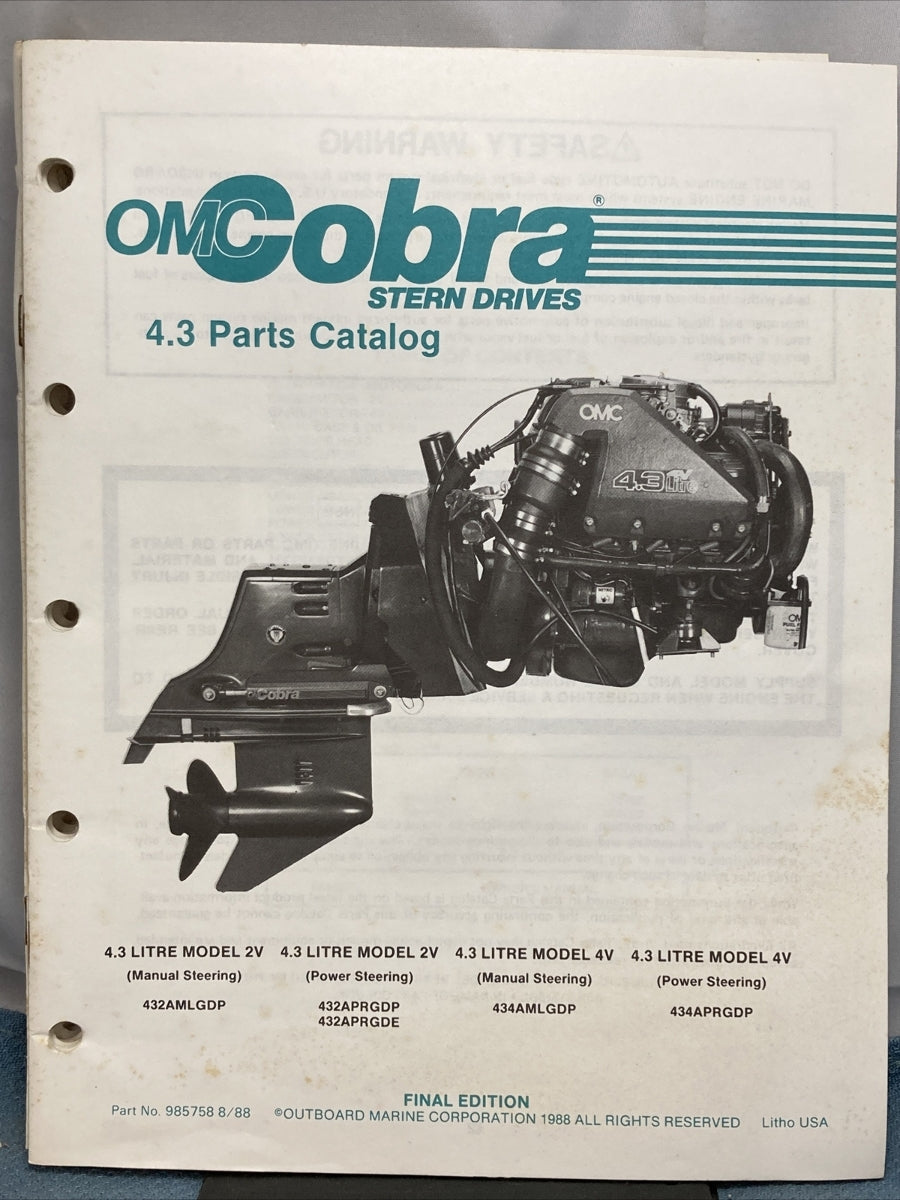 OMC COBRA 985757-985761, 985841 STERN DRIVES PARTS CATALOGS