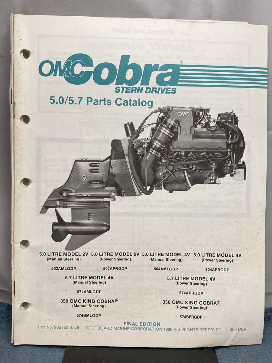 OMC COBRA 985757-985761, 985841 STERN DRIVES PARTS CATALOGS
