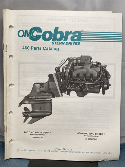 OMC COBRA 985757-985761, 985841 STERN DRIVES PARTS CATALOGS