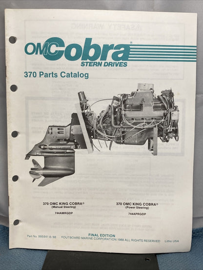 OMC COBRA 985757-985761, 985841 STERN DRIVES PARTS CATALOGS
