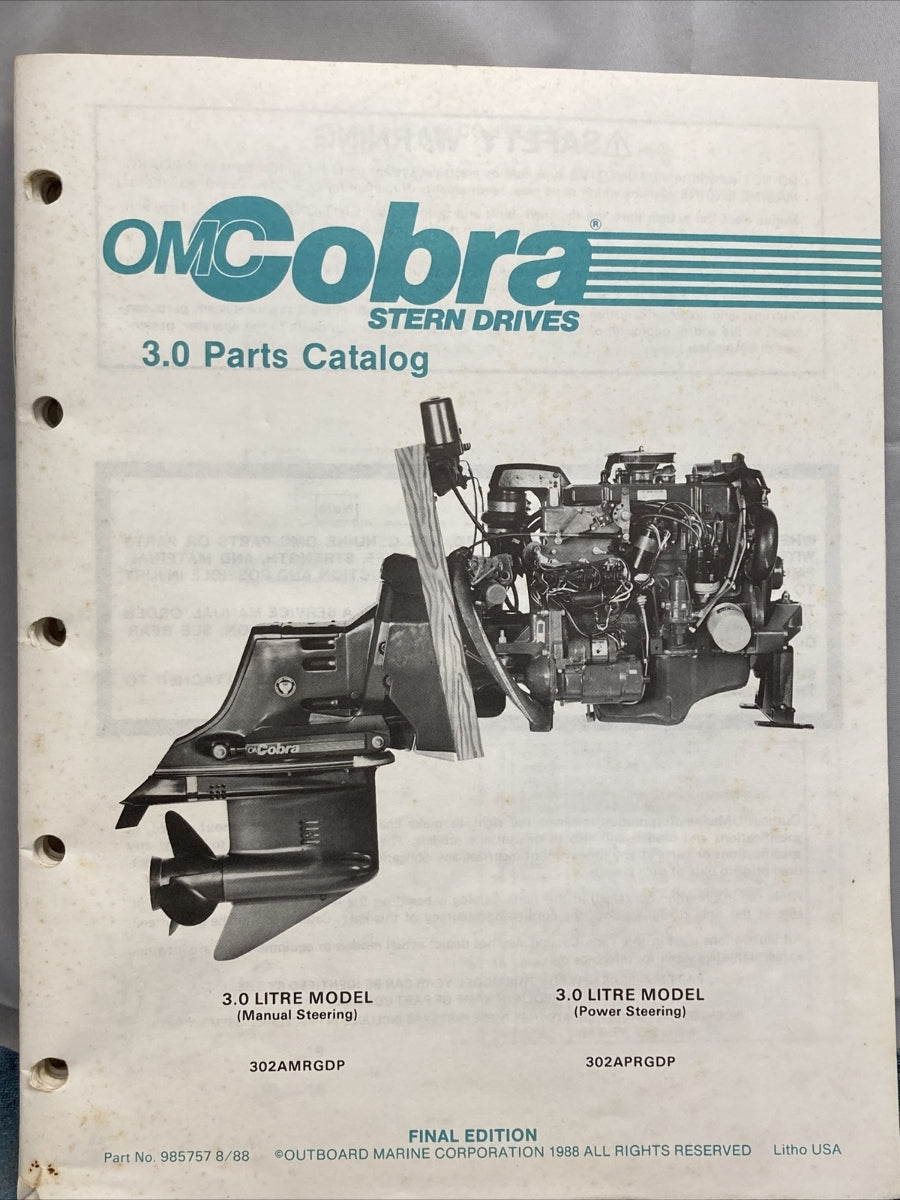 OMC COBRA 985757-985761, 985841 STERN DRIVES PARTS CATALOGS