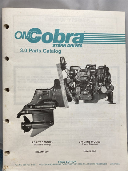 OMC COBRA 985757-985761, 985841 STERN DRIVES PARTS CATALOGS