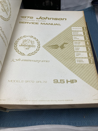 JOHNSON OUTBOARDS JM-7201 - JM-7208, JM-7210 - JM-7212 SERVICE MANUALS