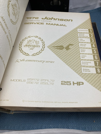 JOHNSON OUTBOARDS JM-7201 - JM-7208, JM-7210 - JM-7212 SERVICE MANUALS