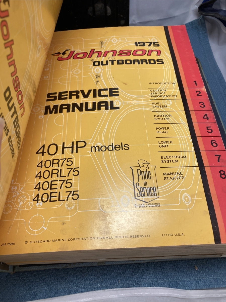 JOHNSON OUTBOARDS JM-7501 - JM-7511, JM-7513 - JM-7514 SERVICE MANUALS