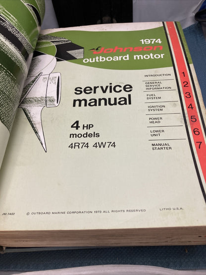 JOHNSON OUTBOARDS JM-7401 - JM-7412 SERVICE MANUALS