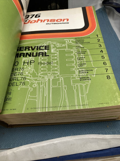 JOHNSON OUTBOARDS JM-7607 - JM-7616 SERVICE MANUALS