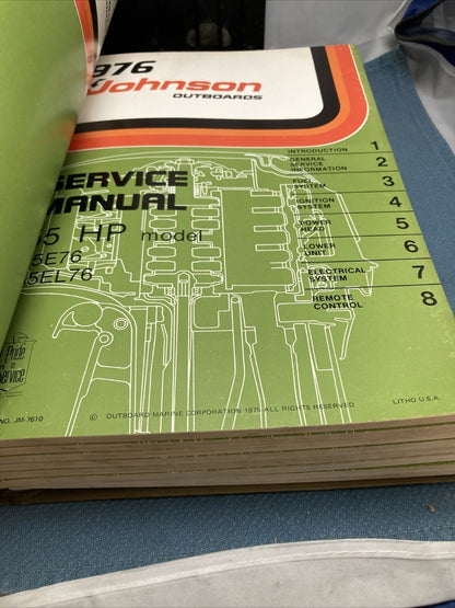 JOHNSON OUTBOARDS JM-7607 - JM-7616 SERVICE MANUALS