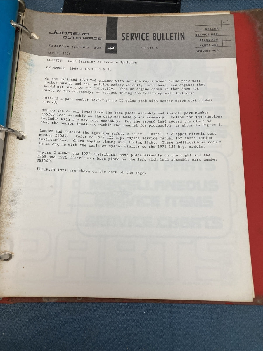 JOHNSON OUTBOARDS TRAINING CENTER SERVICE TECHNICIAN HANDBOOK