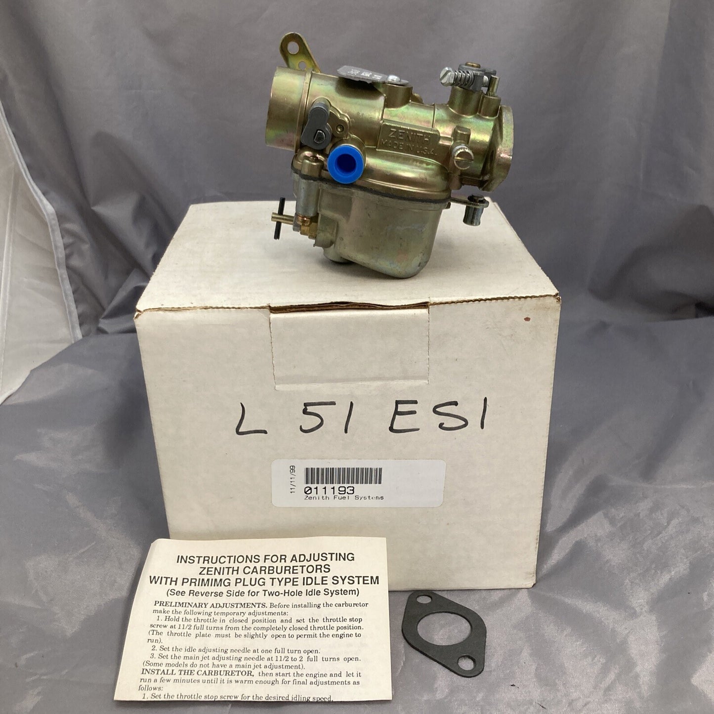 NEW ZENITH FUEL SYSTEMS 11193 CARBURETOR Wisconsin L-51-ESI