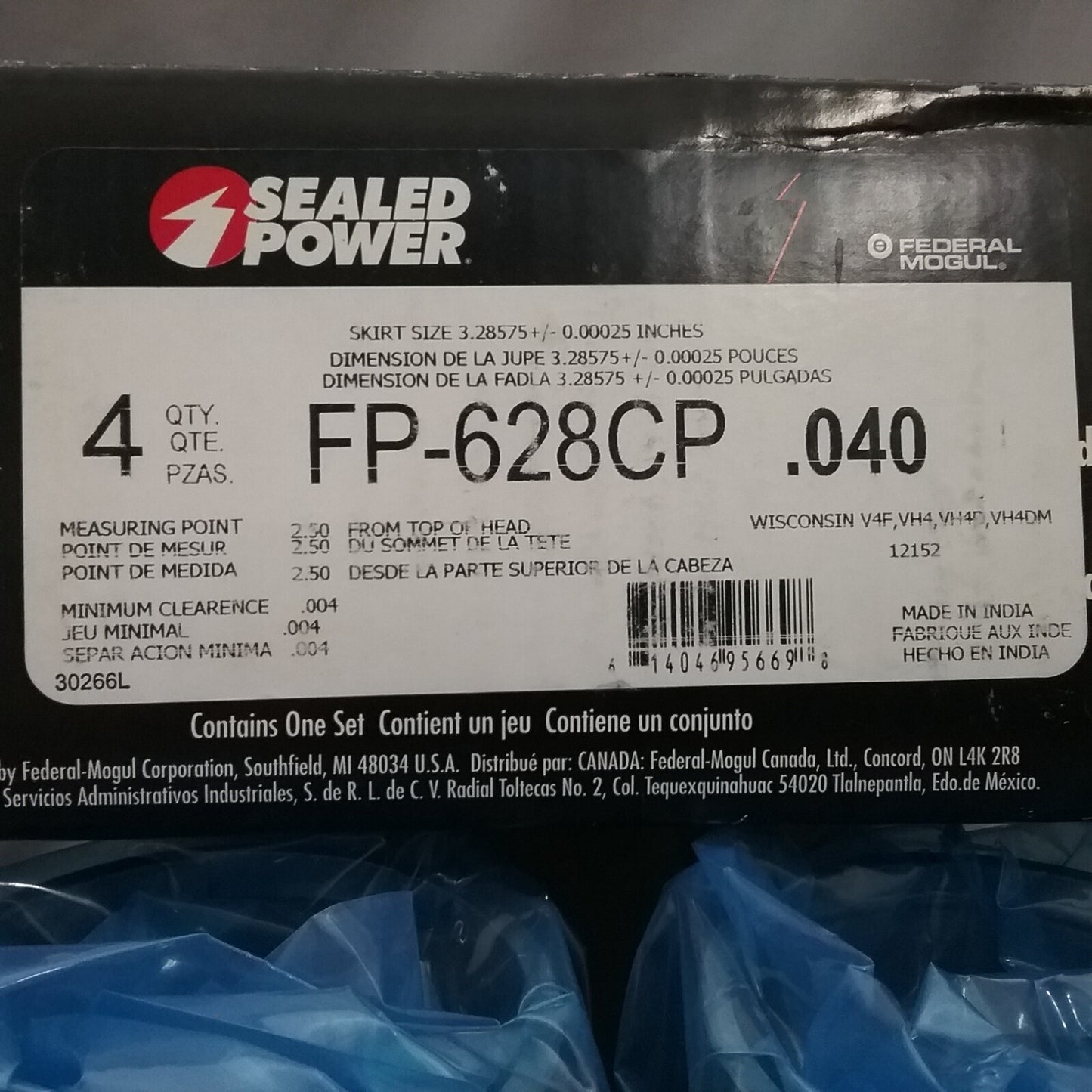 NEW FEDERAL MOGUL SEALED POWER FP-628CP PISTON KIT