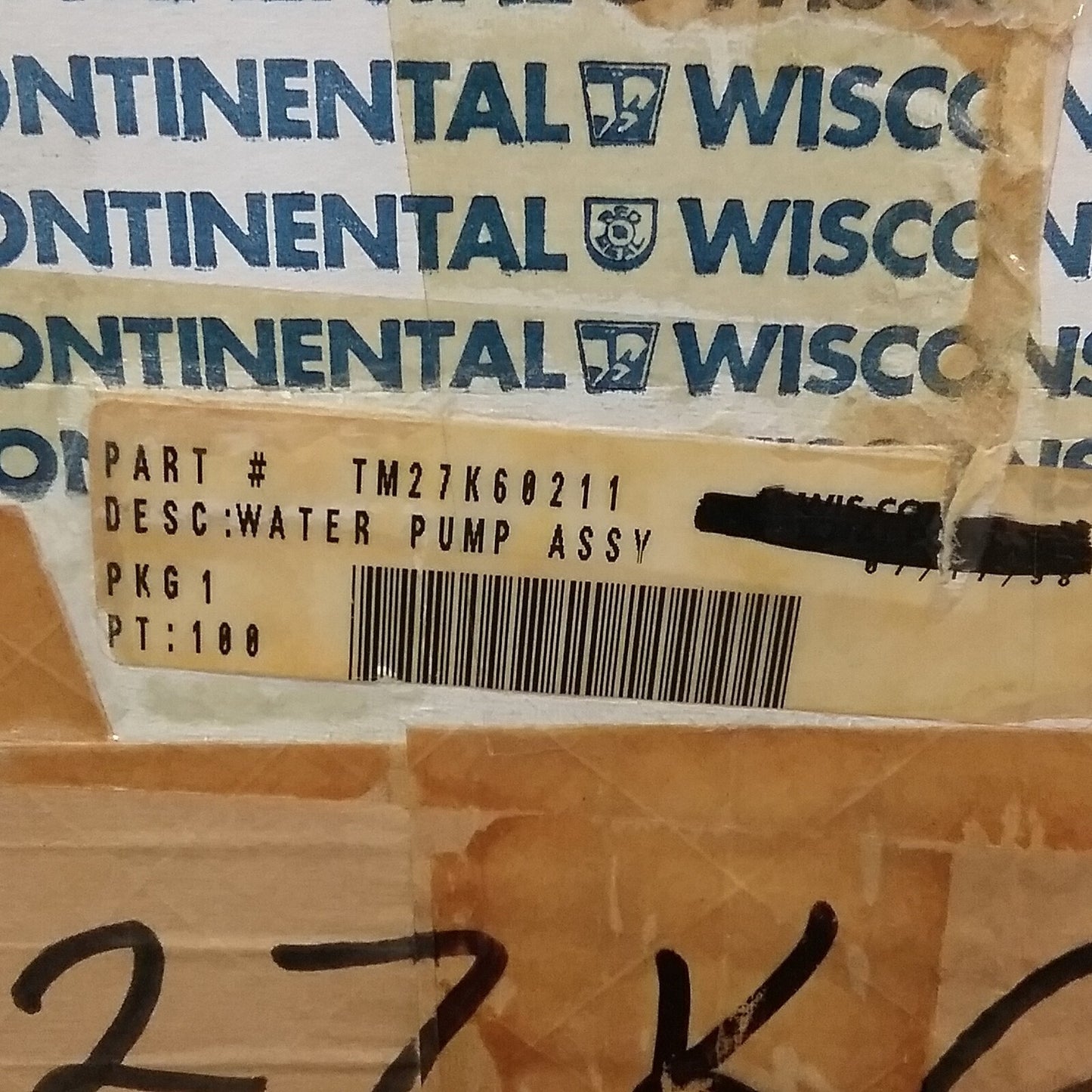 NEW WISCONSIN/CONTINENTAL TM27K60211 WATER PUMP ASSY