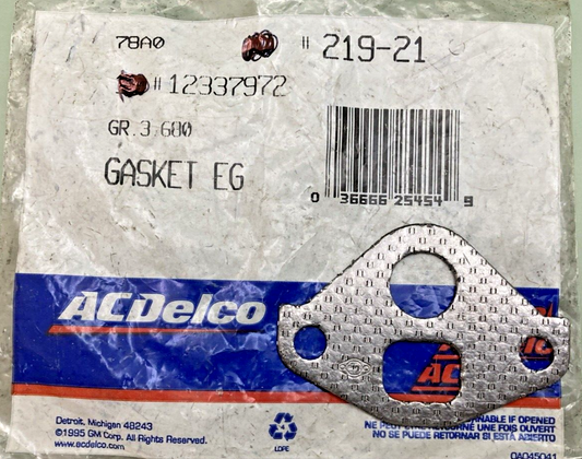 QTY 2 NEW ACDELCO 219-21 GASKET, EGR VALVE GM 12337972 GR 3.680