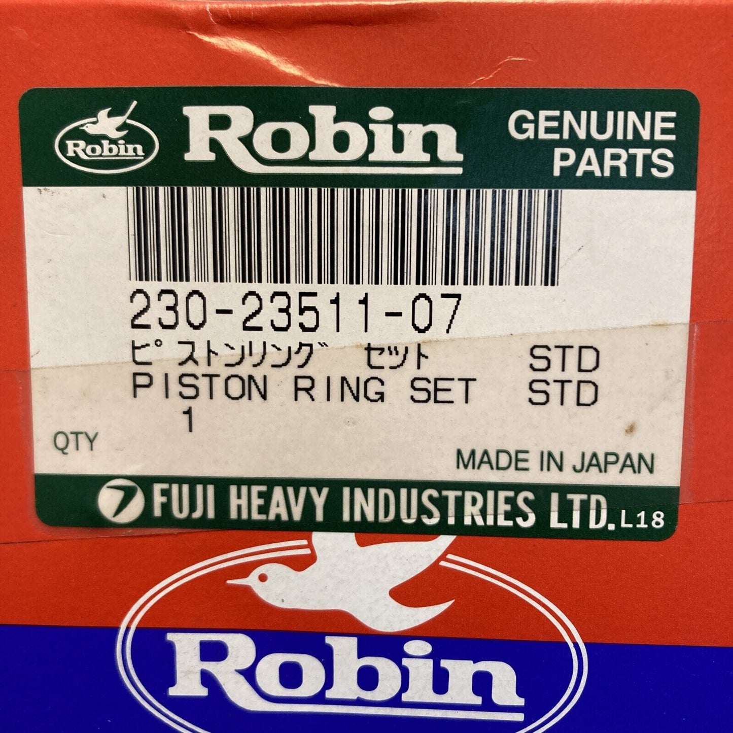 NEW ROBIN SUBARU 230-23511-07 PISTON RING SET STD