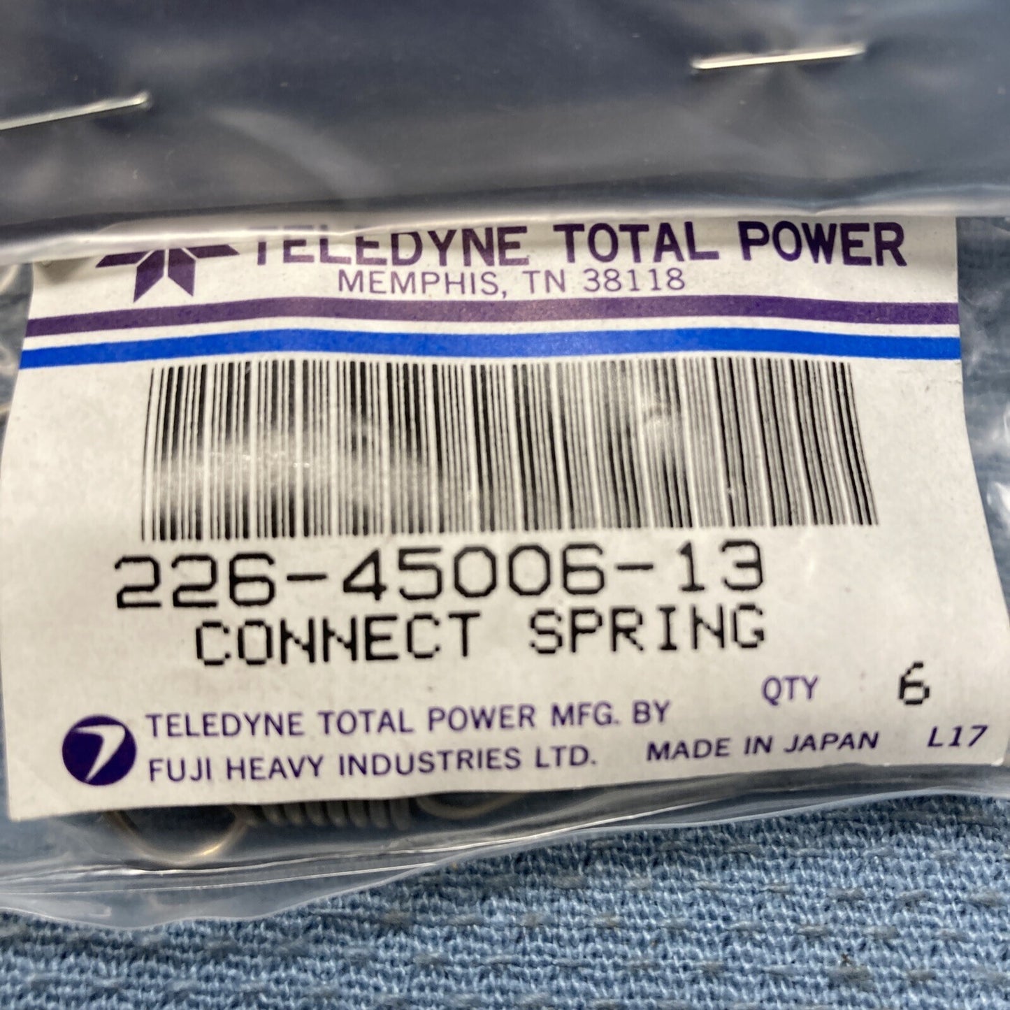 NEW TELEDYNE TOTAL POWER 226-45006-13 CONNECT SPRING