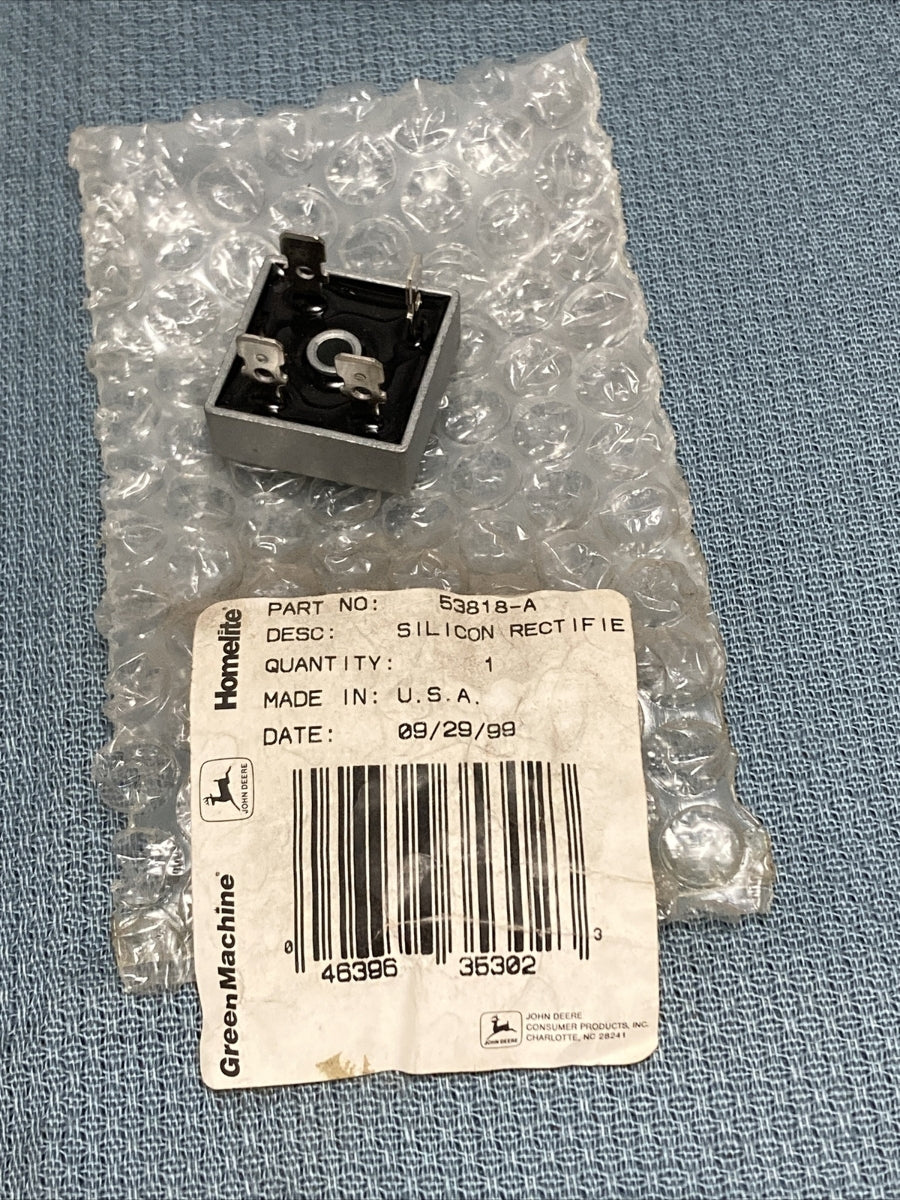 NEW GENUINE JOHN DEERE/GREEN MACHINE/HOMELITE 53818-A SILICON RECTIFIER