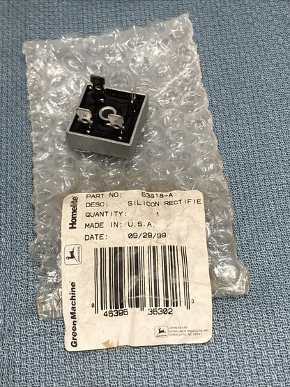 NEW GENUINE JOHN DEERE/GREEN MACHINE/HOMELITE 53818-A SILICON RECTIFIER
