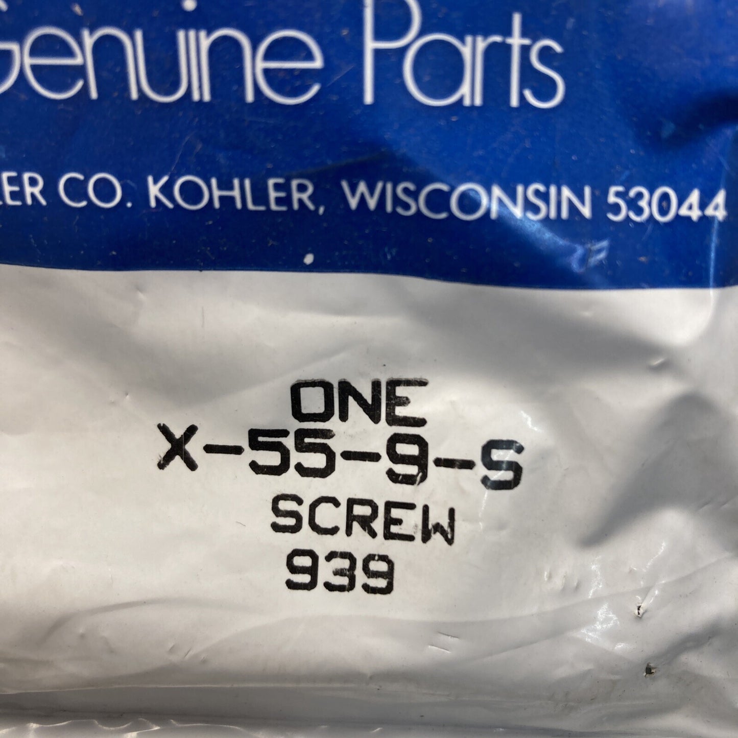 NEW GENUINE KOHLER X-55-9-S SCREW