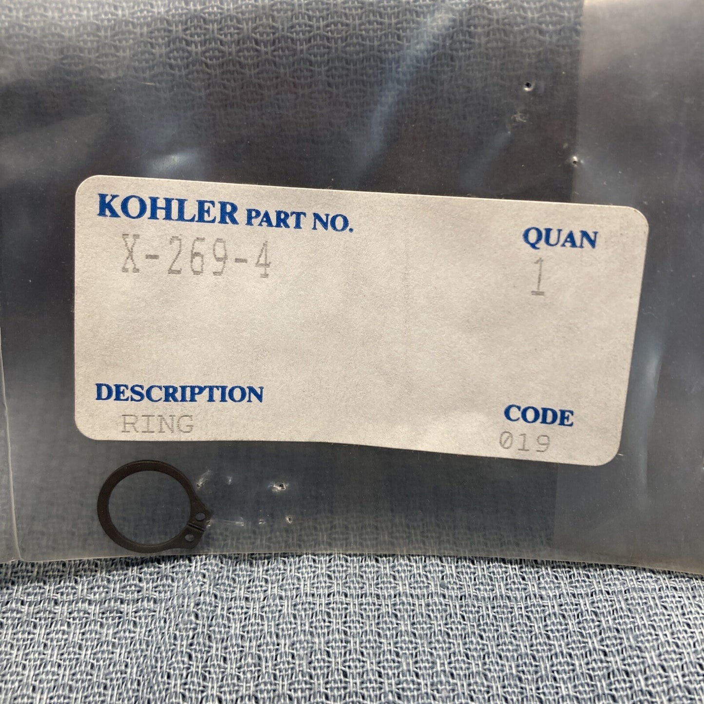 NEW GENUINE KOHLER X-269-4 RING