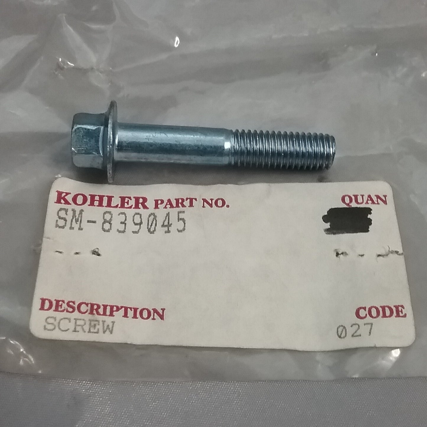 NEW GENUINE KOHLER SM-839045 SCREW FLG M8X1.25X45 SUPERSEDED 2408616-S 2408617-S