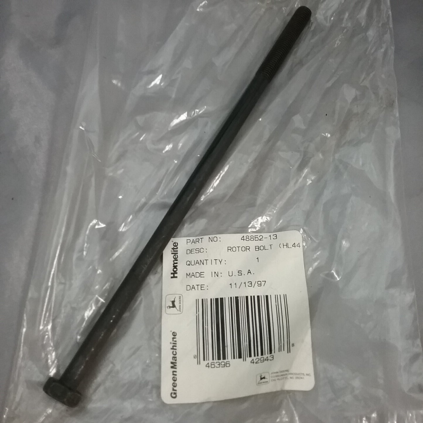NEW GENUINE JOHN DEERE/GREEN MACHINE/HOMELITE 48852-13 ROTOR BOLT HL44