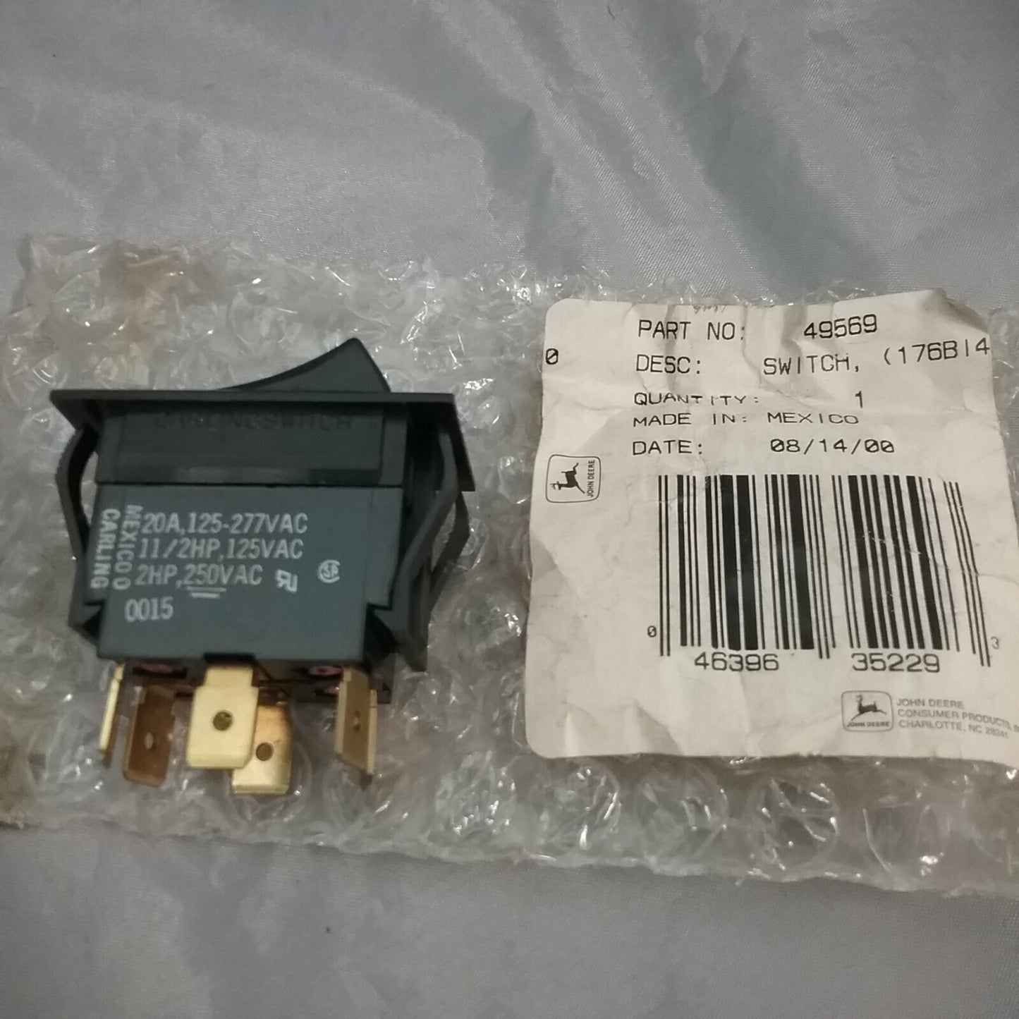 NEW GENUINE JOHN DEERE/GREEN MACHINE/HOMELITE 49569 SWITCH