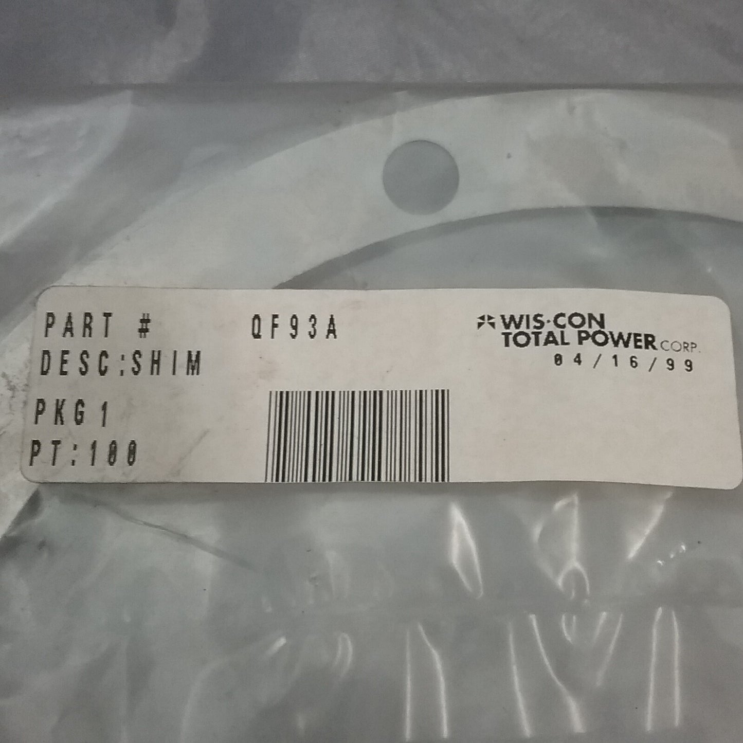 NEW WISCONSIN QF93A SHIM BRG PL (TOE)