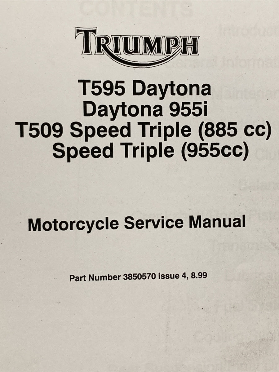 NEW VICTORY 3850570 TRIUMPH DAYTONA/SPEED TRIPLE SERVICE MANUAL ISSUE 4, 8.99