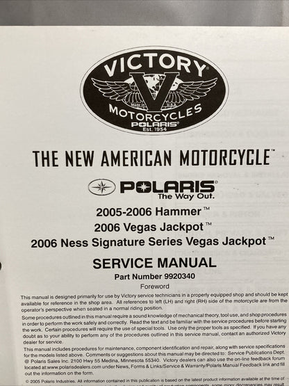 NEW VICTORY 9920340 HAMMER/VEGAS JACKPOT SERVICE MANUAL 2005-2006