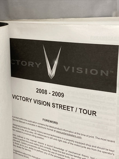NEW POLARIS 9921970 STREET/TOUR SERVICE MANUAL 2008-2009