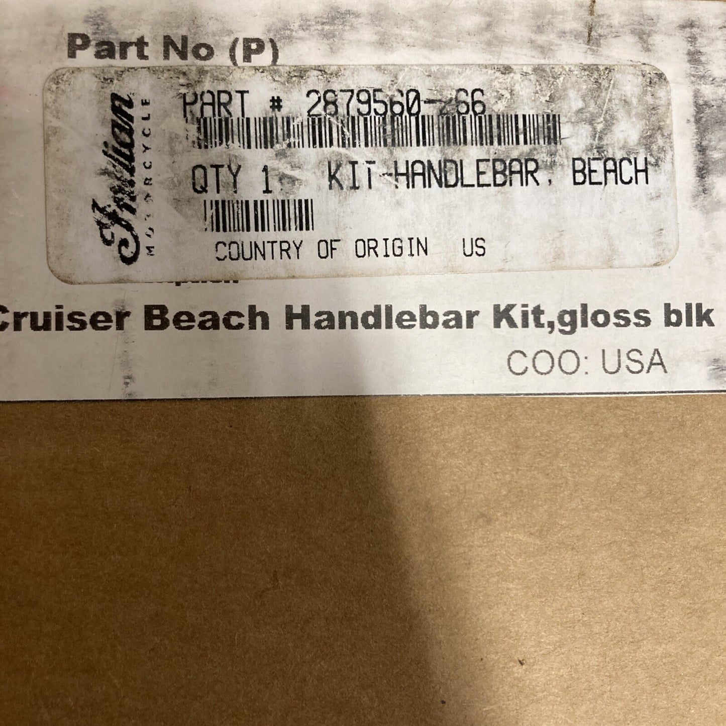 NEW INDIAN MOTORCYCLE 2879560-266 HANDLEBAR KIT, CRUISER BEACH, BLK