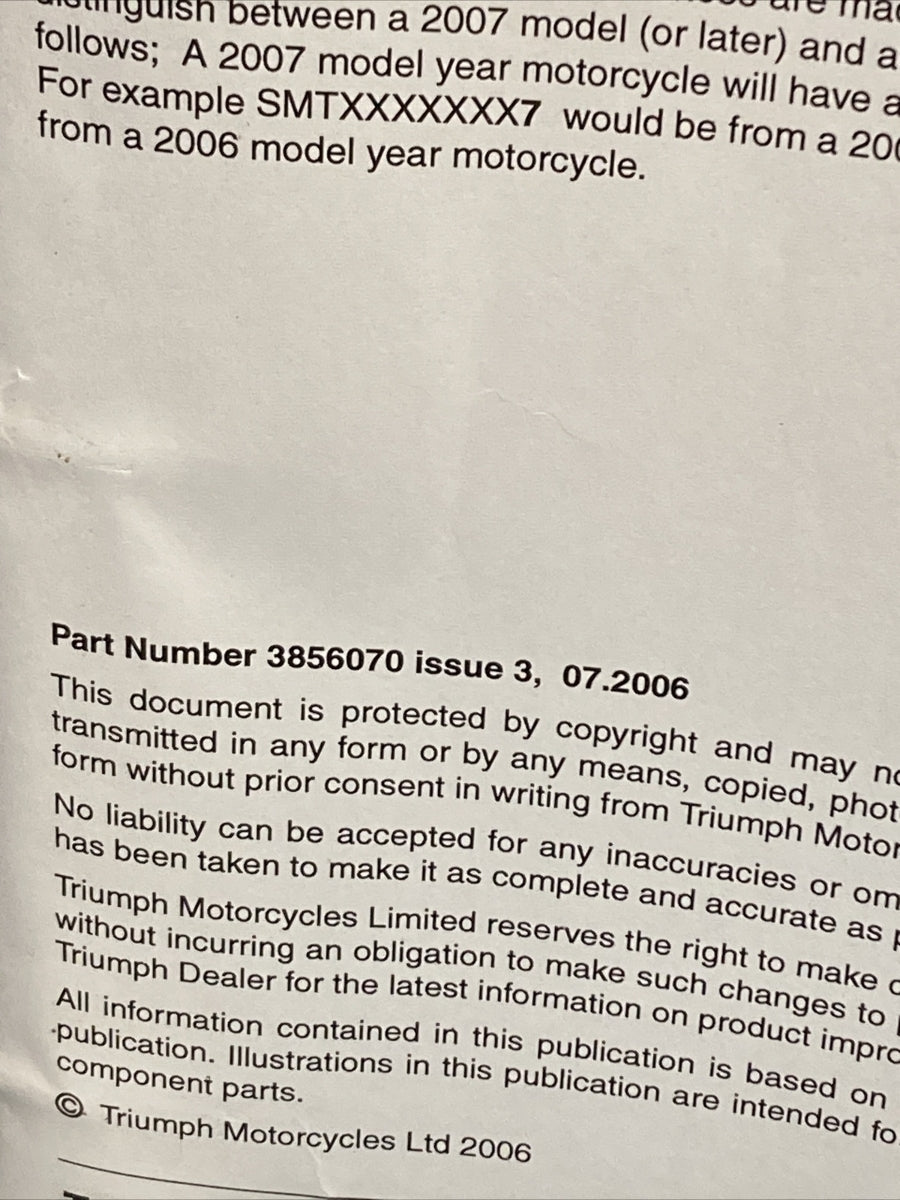 NEW TRIUMPH 3856070 SPRINT ST (ABS) SERVICE MANUAL ISSUE 3, 07.2006