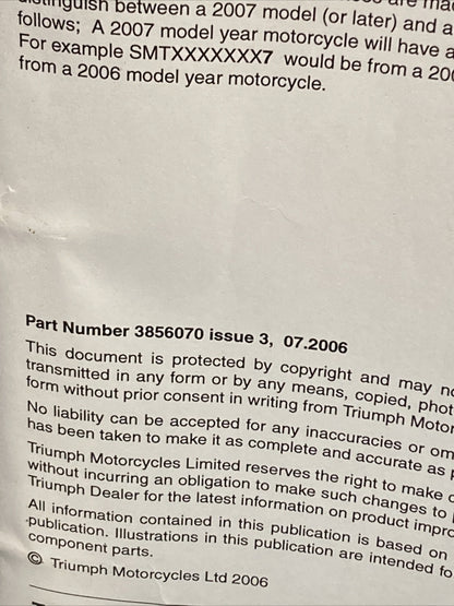 NEW TRIUMPH 3856070 SPRINT ST (ABS) SERVICE MANUAL ISSUE 3, 07.2006