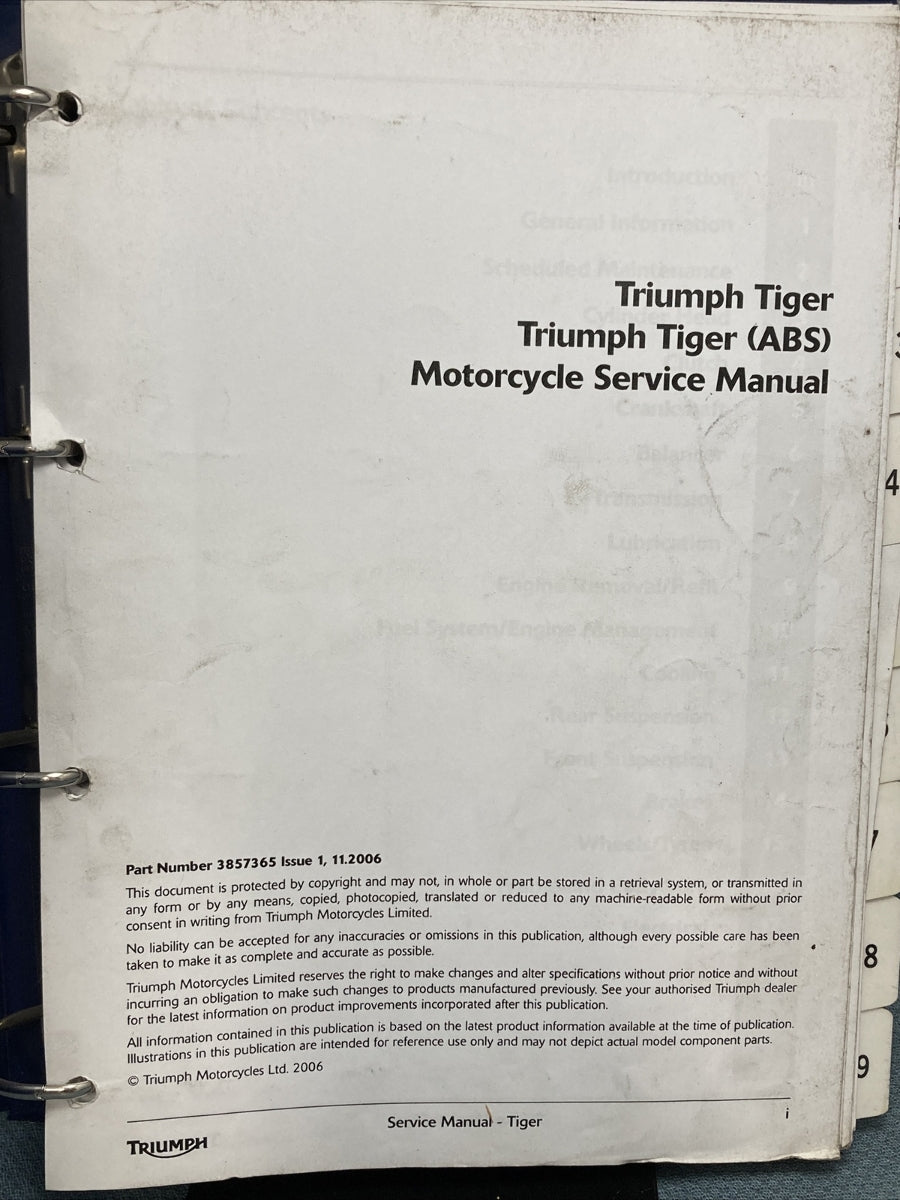 NEW TRIUMPH 3857365 TIGER ABS SERVICE MANUAL ISSUE 1, 11.2006
