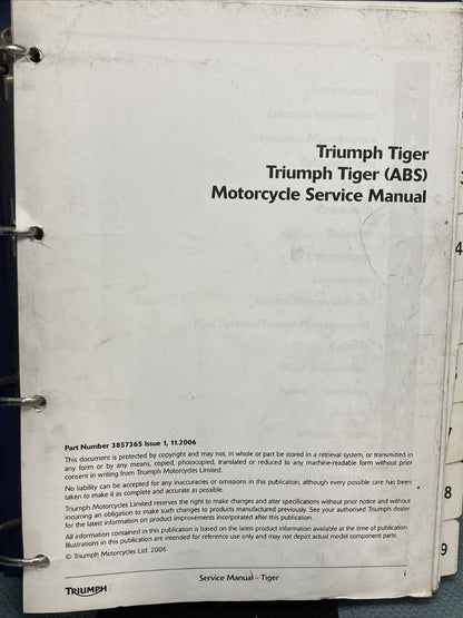 NEW TRIUMPH 3857365 TIGER ABS SERVICE MANUAL ISSUE 1, 11.2006