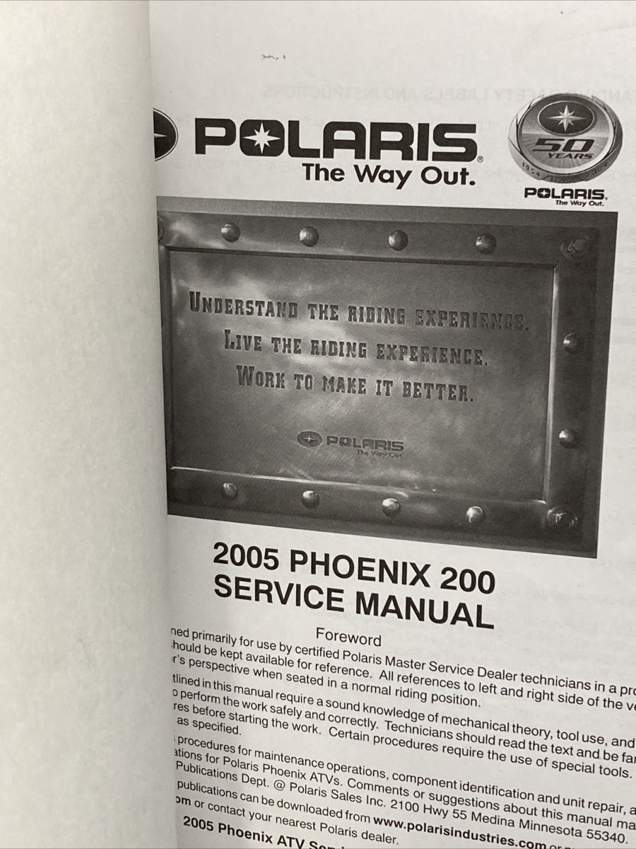 NEW GENUINE POLARIS 9919968 PHOENIX 200 SERVICE MANUAL 2005