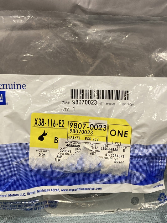 NEW GENUINE GM 98070023 GASKET, EGR VALVE COOLER 2010-2016 GR 3.680