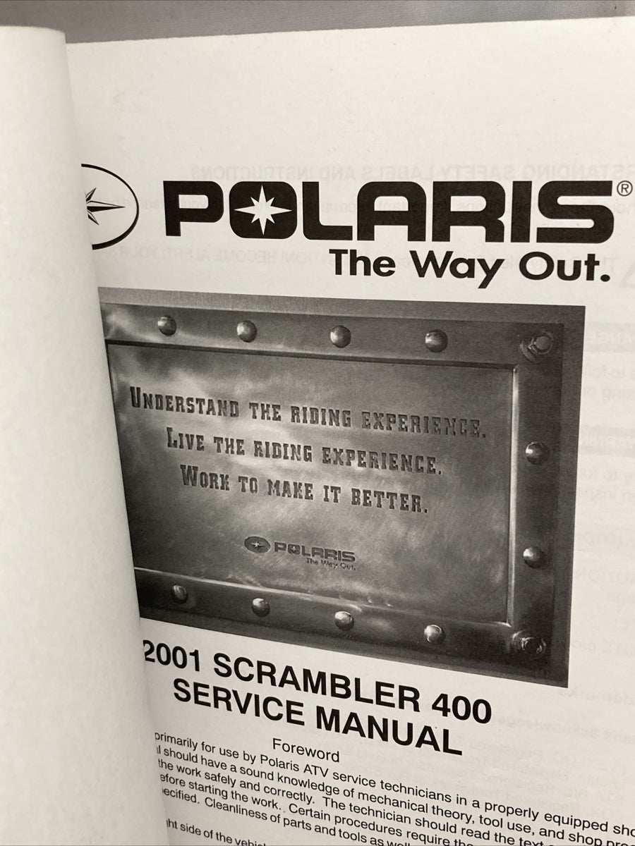 NEW GENUINE POLARIS 9917126 SCRAMBLER 400 2X4 SERVICE MANUAL 2001